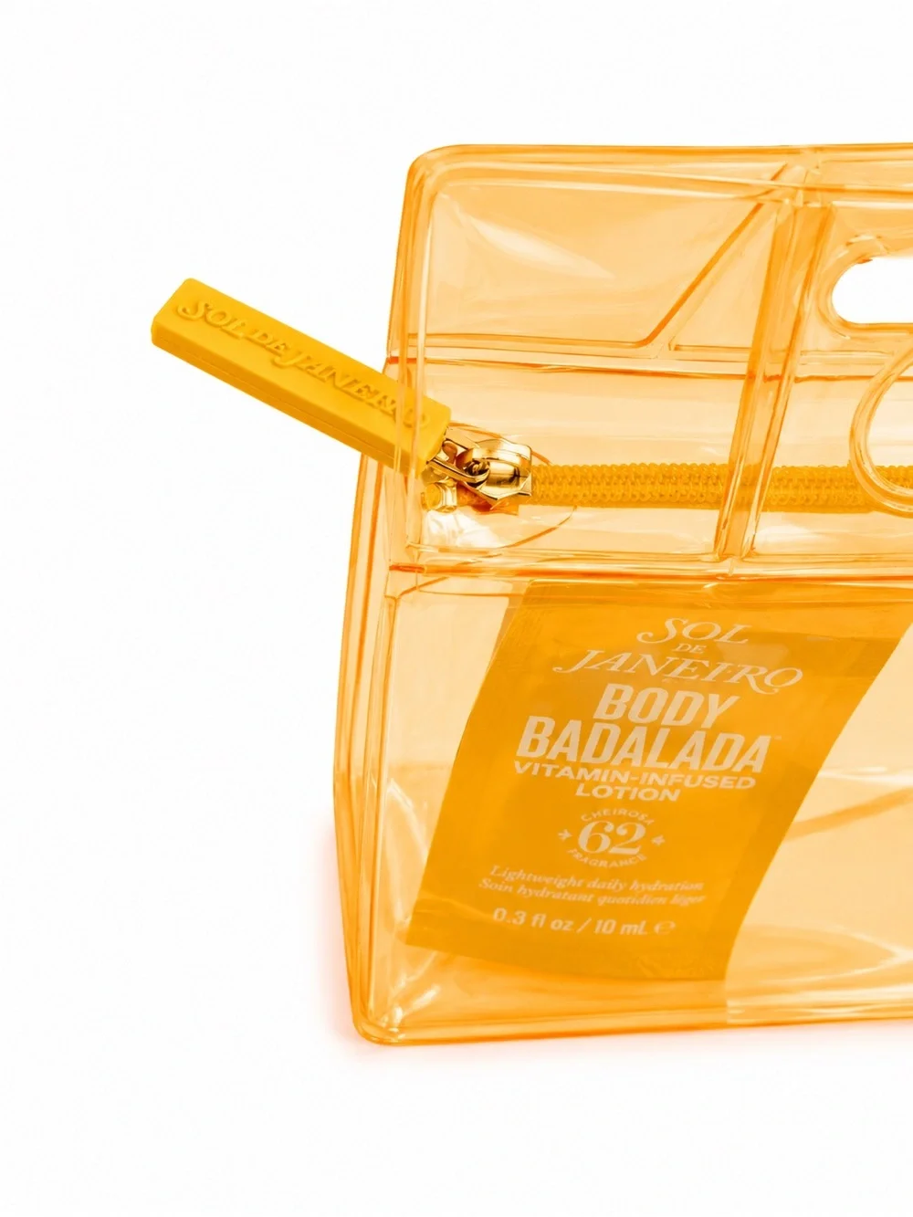 Sol de Janeiro Orange Clear PVC Cosmetic Bag w/ Body Badalada Lotion Sample